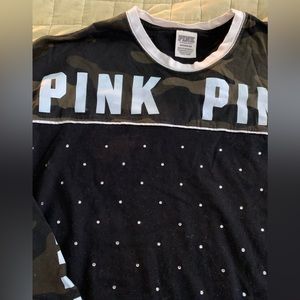 Pink Victoria’s Secret small camo rhinestone shirt